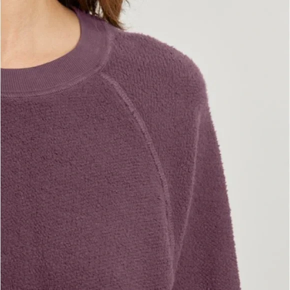 NWT Ziggy-Plum-reverse fleece shrunken crew neck sweatshirt - Picture 3 of 7